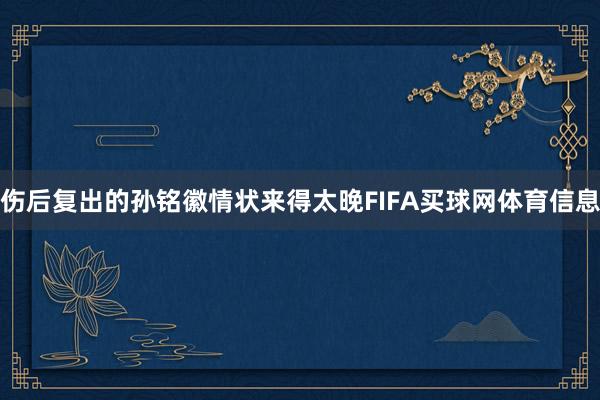 伤后复出的孙铭徽情状来得太晚FIFA买球网体育信息