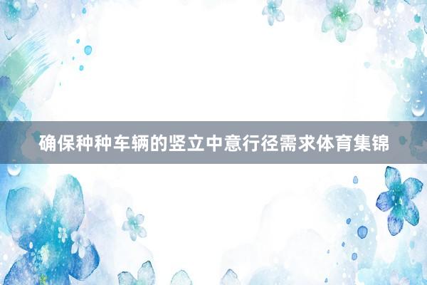 确保种种车辆的竖立中意行径需求体育集锦