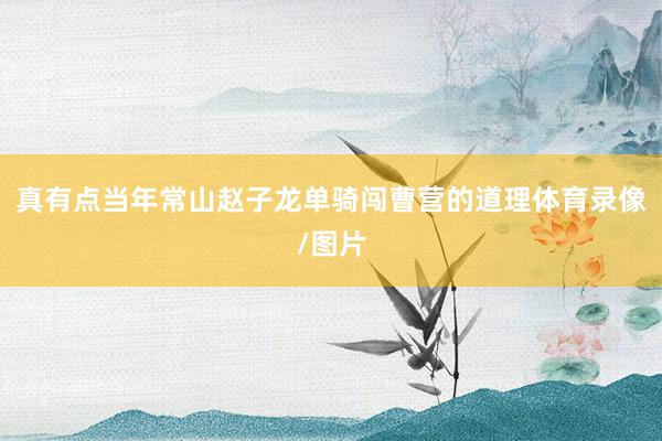 真有点当年常山赵子龙单骑闯曹营的道理体育录像/图片