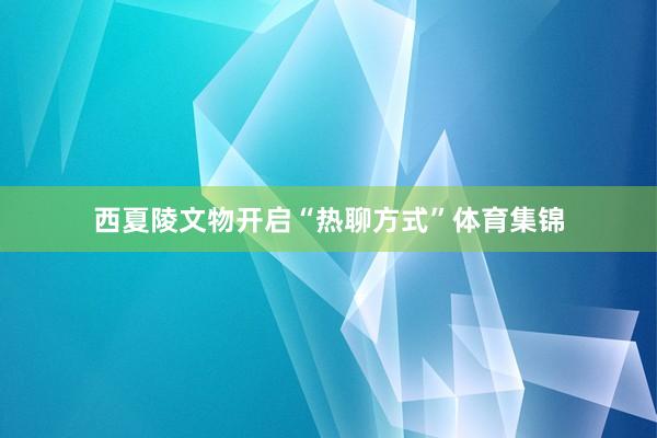 西夏陵文物开启“热聊方式”体育集锦