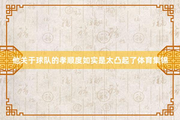 他关于球队的孝顺度如实是太凸起了体育集锦