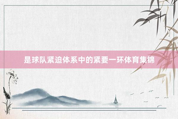 是球队紧迫体系中的紧要一环体育集锦